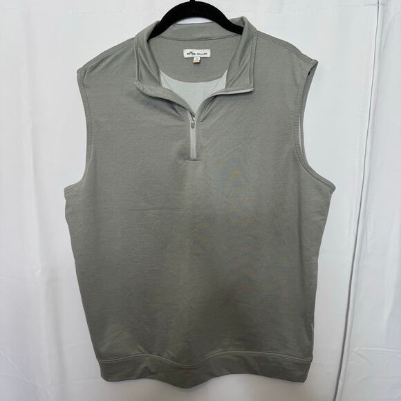 Peter Millar Golf Vest Mens Gray Quarter Zip Sleeveless Pullover Performance - Picture 1 of 7